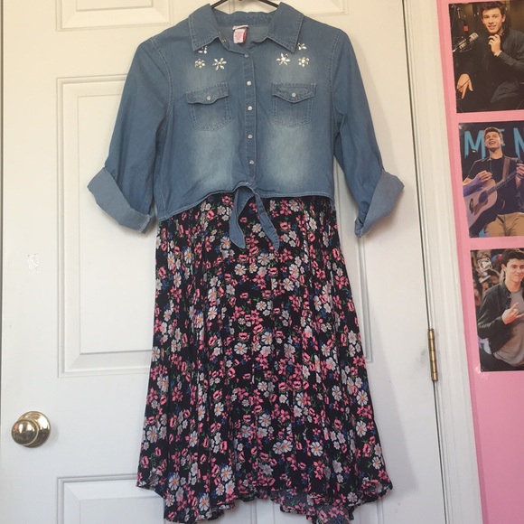 Justice Other - Floral Dress w/ Chambray Top